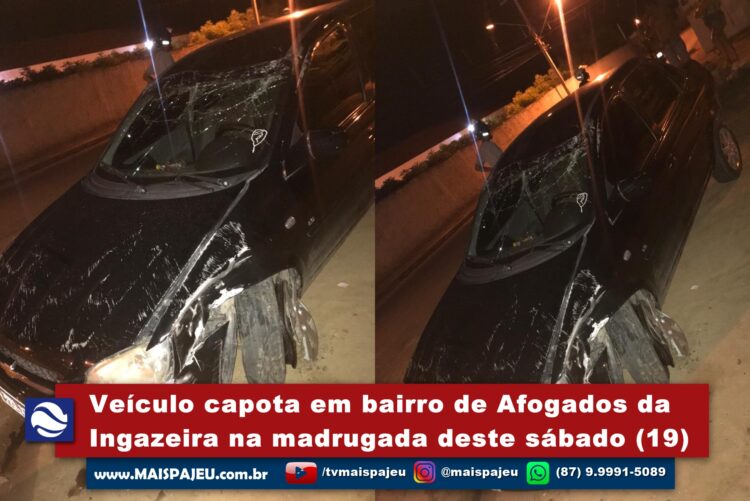 Veículo capota em bairro de Afogados da Ingazeira na madrugada deste sábado (19)