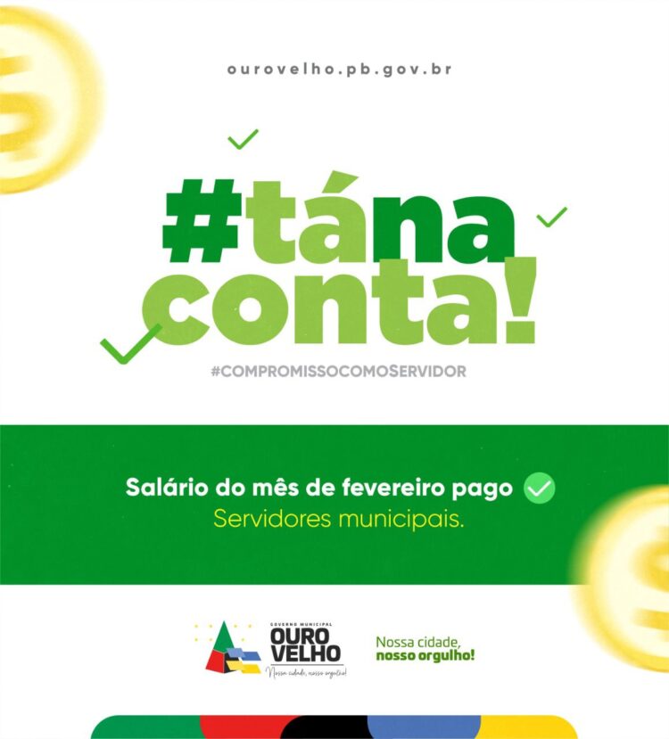Prefeitura de Ouro Velho antecipa pagamento dos servidores de fevereiro