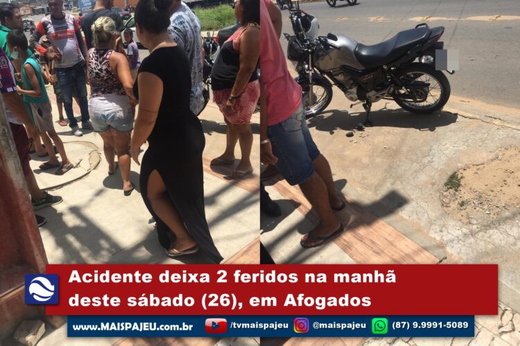 Acidente deixa 2 feridos na manhã deste sábado (26), em Afogados