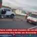 Carro colide com traseira de carreta e motorista fica ferido em Arcoverde