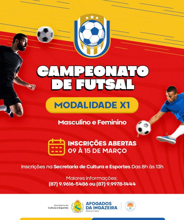 Prefeitura de Afogados vai promover campeonato de futsal na modalidade x1