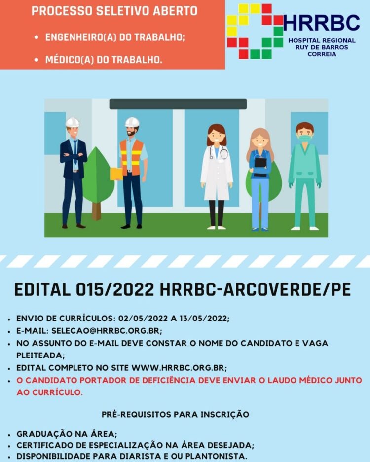 Hospital Regional Ruy de Barros Correia (HRRBC), em Arcoverde, abre novo processo seletivo