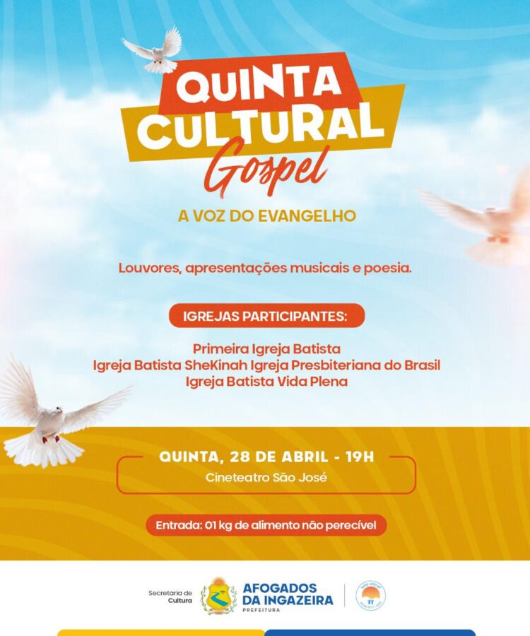 Quinta Cultural do mês de Abril será Gospel em Afogados