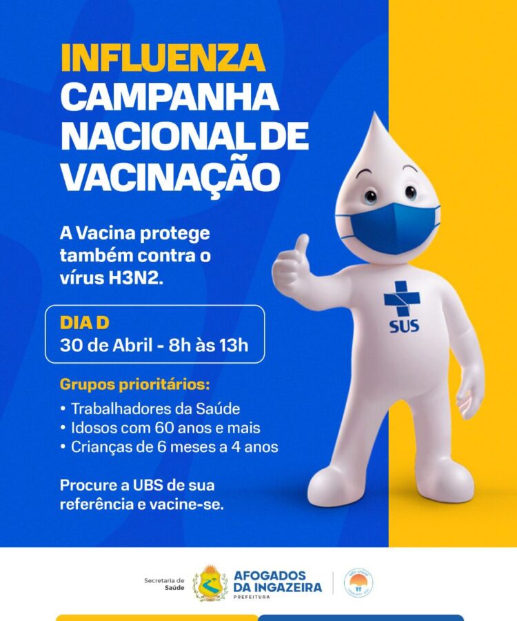 Dia D também vacinará contra a gripe influenza em Afogados