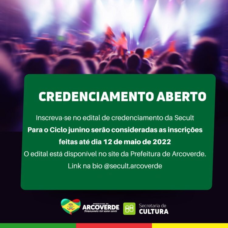 Está aberto credenciamento de artistas interessados em compor a grade de programação dos eventos realizados pela Prefeitura de Arcoverde, através da Secretaria de Cultura.