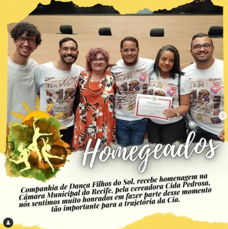 Comissão da Filhos do Sol esteve na capital pernambucana recebendo uma homenagem no Dia Internacional da Dança