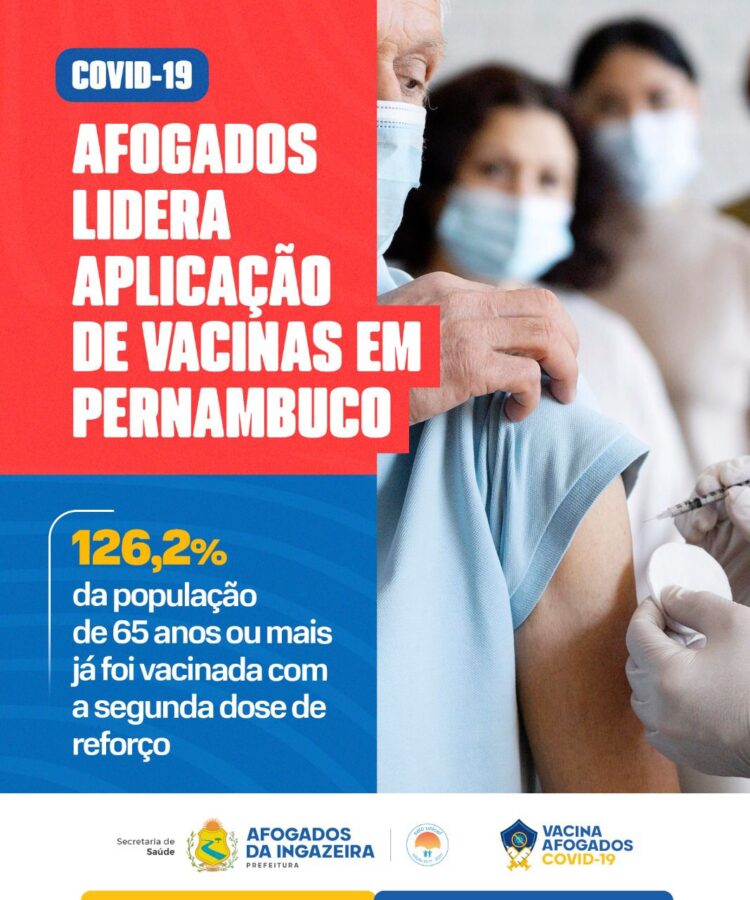 Em Pernambuco, Afogados lidera aplicação de vacinas de reforço no público de 65 anos e mais