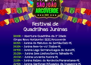 Festival de Quadrilhas Juninas vai celebrar o São João de Arcoverde  com quadrilhas locais, de Afogados, Serra e outras cidades