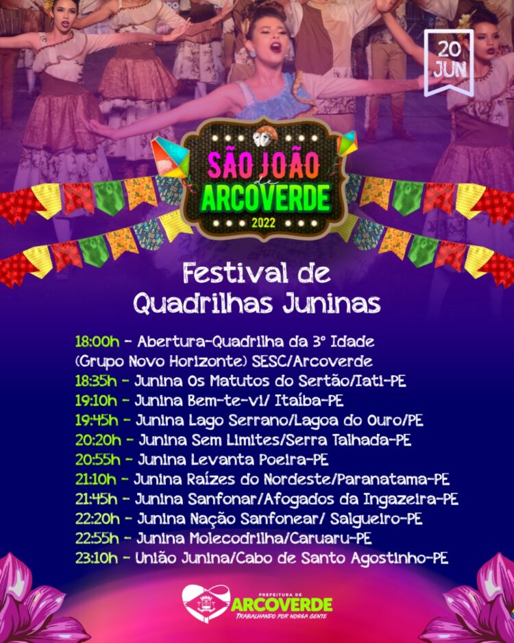Festival de Quadrilhas Juninas vai celebrar o São João de Arcoverde  com quadrilhas locais, de Afogados, Serra e outras cidades