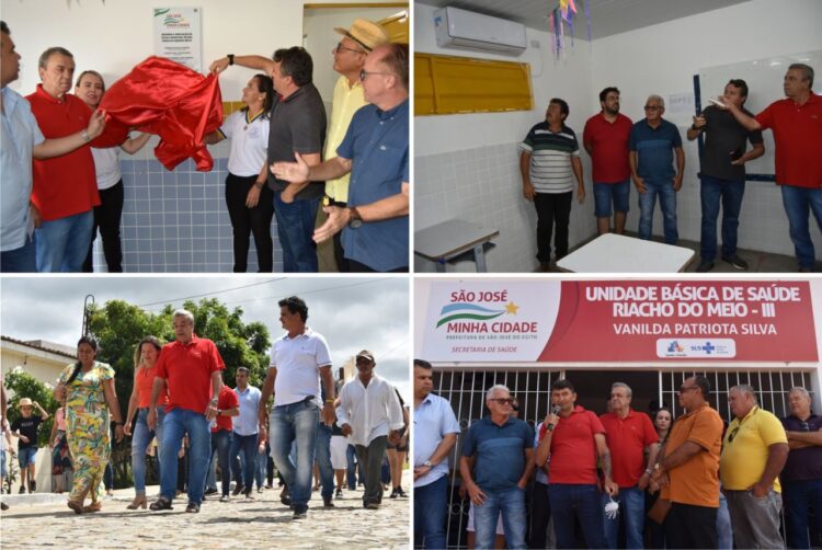Prefeito Evandro Valadares entregou UBS, calçamentos, reforma, ampliação e climatização de escola em Riacho do Meio