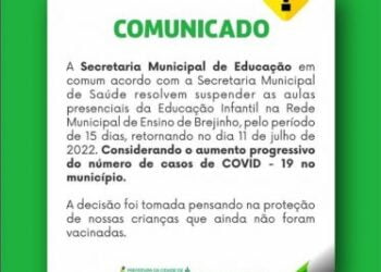 Covid-19: Brejinho suspende aulas presenciais da Educação Infantil