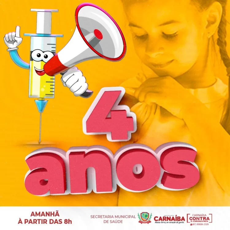 Carnaíba começa vacinar crianças de 4 anos contra Covid
