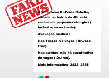 Fake News: Policlínica Dr. Paulo Rabello não está realizando vasectomia e outras pequenas cirurgias