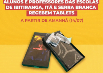 Alunos da rede municipal de ensino de Carnaíba que tiveram bons resultados no Conectando receberão os tablets a partir desta quinta-feira, 14