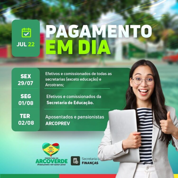 Prefeitura de Arcoverde inicia pagamentos de julho para efetivos, comissionados, aposentados e pensionistas