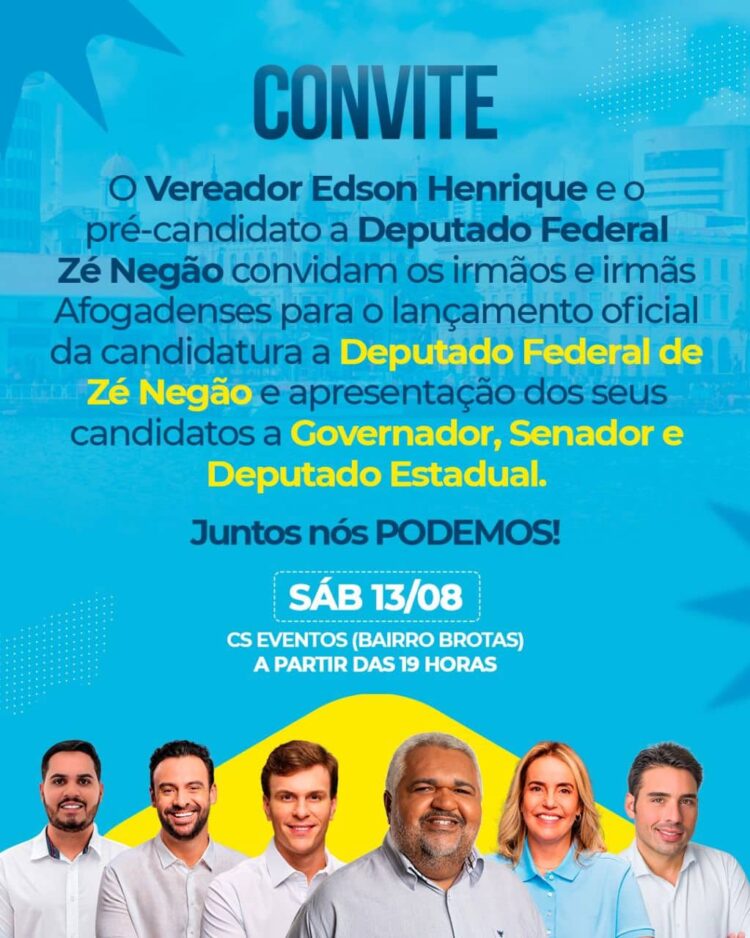 Zé Negão lança candidatura a deputado federal neste sábado (13) em Afogados