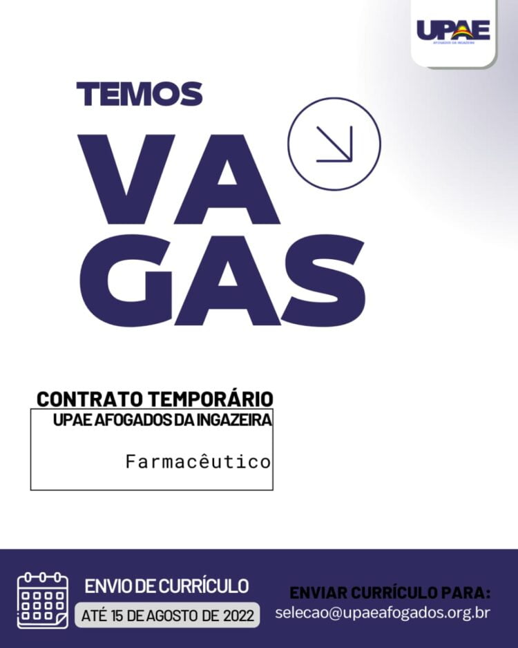 UPAE de Afogados da Ingazeira está selecionando candidatos para a vaga de farmacêutico