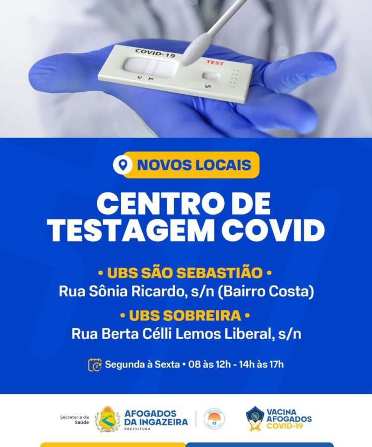 Prefeitura de Afogados terá dois locais para testagem da COVID-19