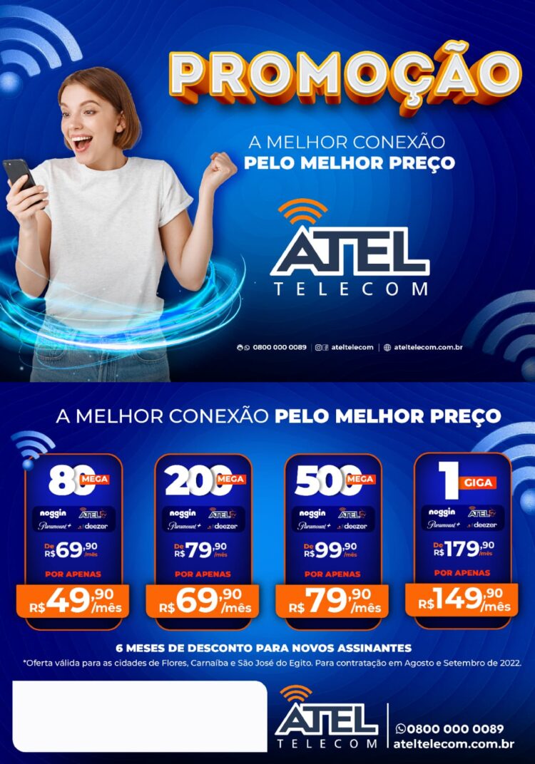 A Atel Telecom de Afogados da Ingazeira lança promoção imperdível nesse mês de Setembro