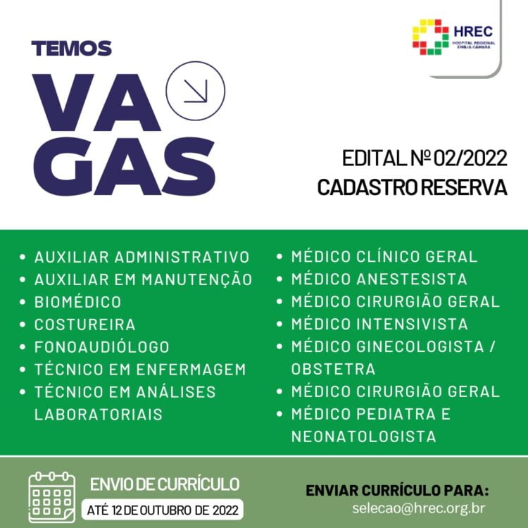 Hospital Regional Emília Câmara, em Afogados, abre processo seletivo em diversas áreas