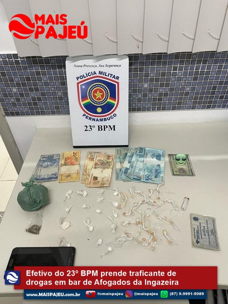 Efetivo do 23º BPM prende traficante de drogas em bar de Afogados da Ingazeira