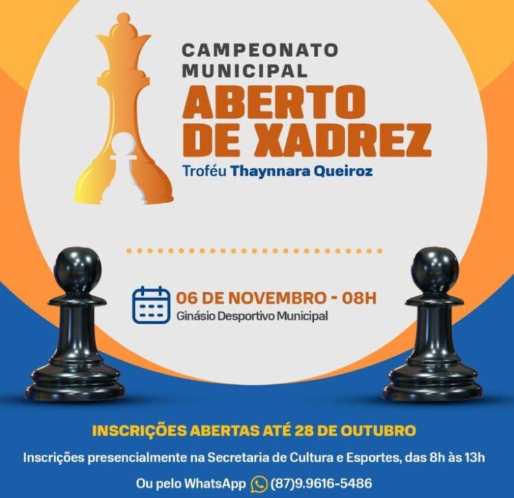Abertas inscrições para o Campeonato Aberto de Xadrez em Afogados da Ingazeira