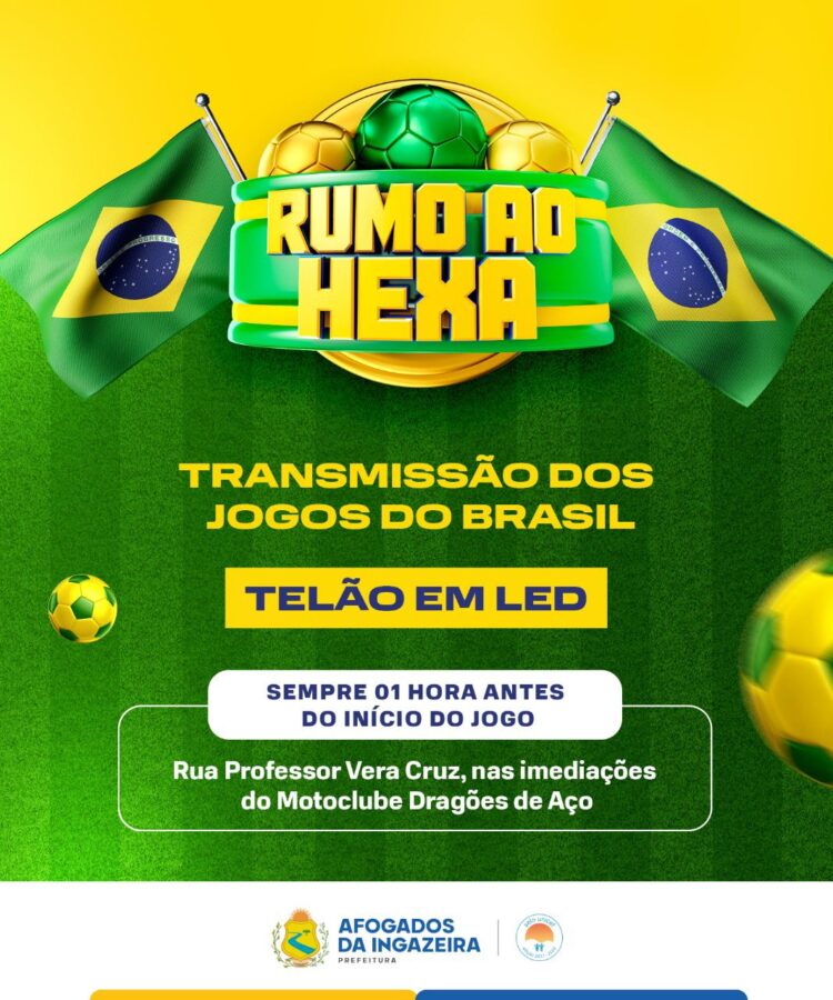Prefeitura de Afogados vai instalar telão para exibir jogos do Brasil na copa