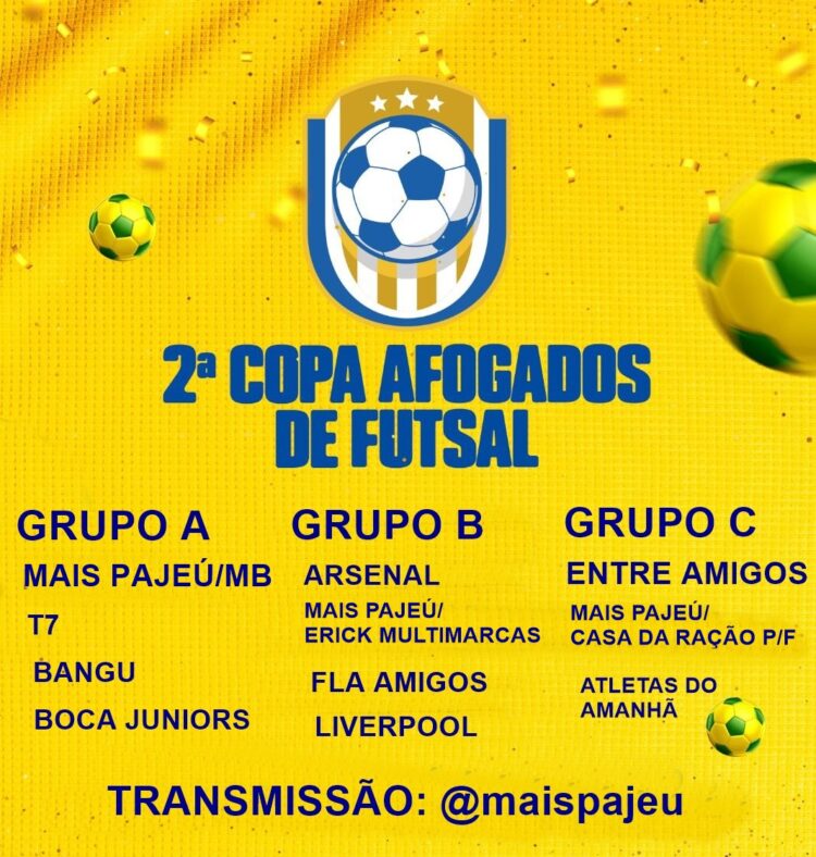 Vai começar a Copa Afogados de Futsal, confira chaves. TV Mais Pajeú fará transmissão de todos os jogos