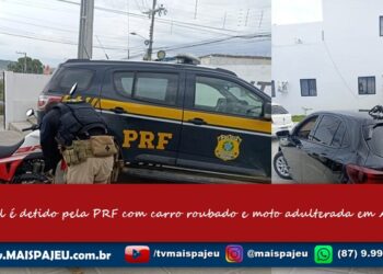 Casal é detido pela PRF com carro roubado e moto adulterada em Arcoverde