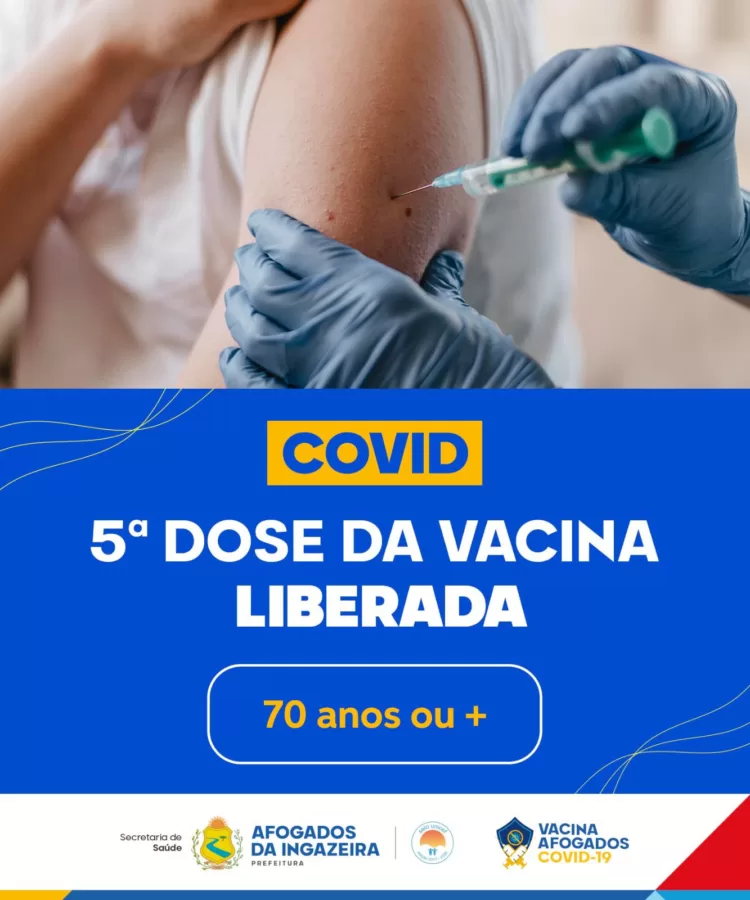 Afogados: quinta dose de vacina da covid liberada para nova faixa etária
