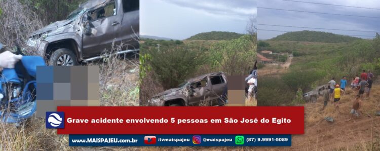 Grave acidente envolvendo 5 pessoas em São José do Egito