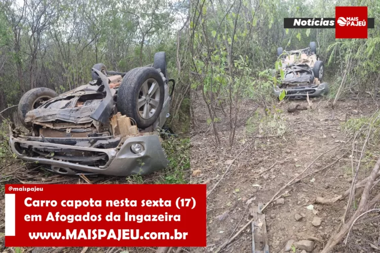 Carro capota nesta sexta (17), em Afogados da Ingazeira