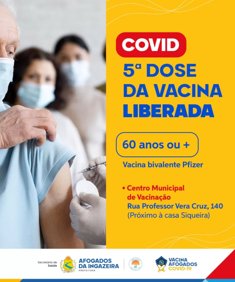 Pessoas com 60 anos ou mais já podem tomar quinta dose da vacina contra a Covid-19