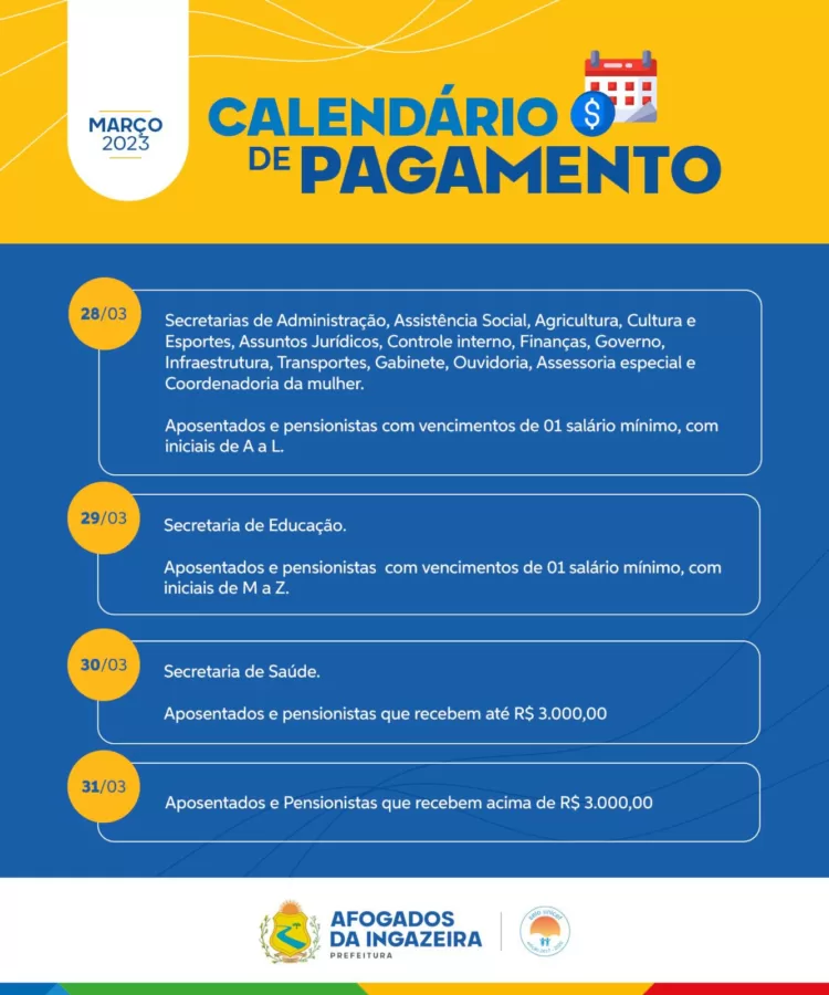 Prefeitura de Afogados inicia nesta terça (28) o pagamento dos servidores municipais