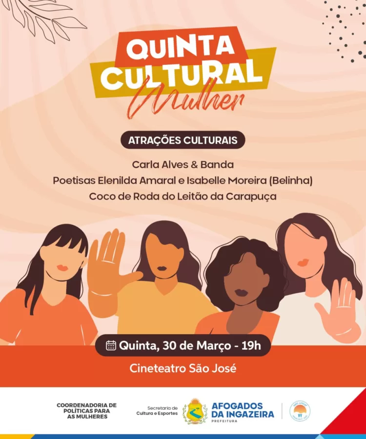 Quinta Cultural em Afogados homenageará as mulheres