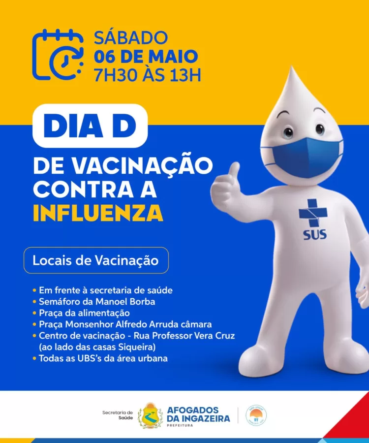 Prefeitura de Afogados vai promover dia D de vacinação contra a influenza neste Sábado (06)