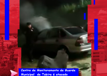 Centro de Monitoramento da Guarda Municipal de Tabira é atacado durante a madrugada; veja vídeos da depredação e veículo incendiado