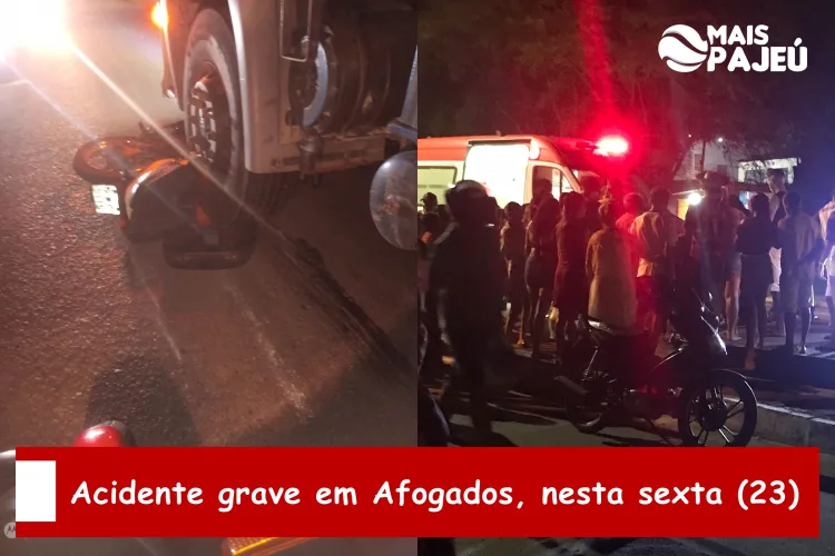Grave acidente na noite desta sexta (23), em Afogados.