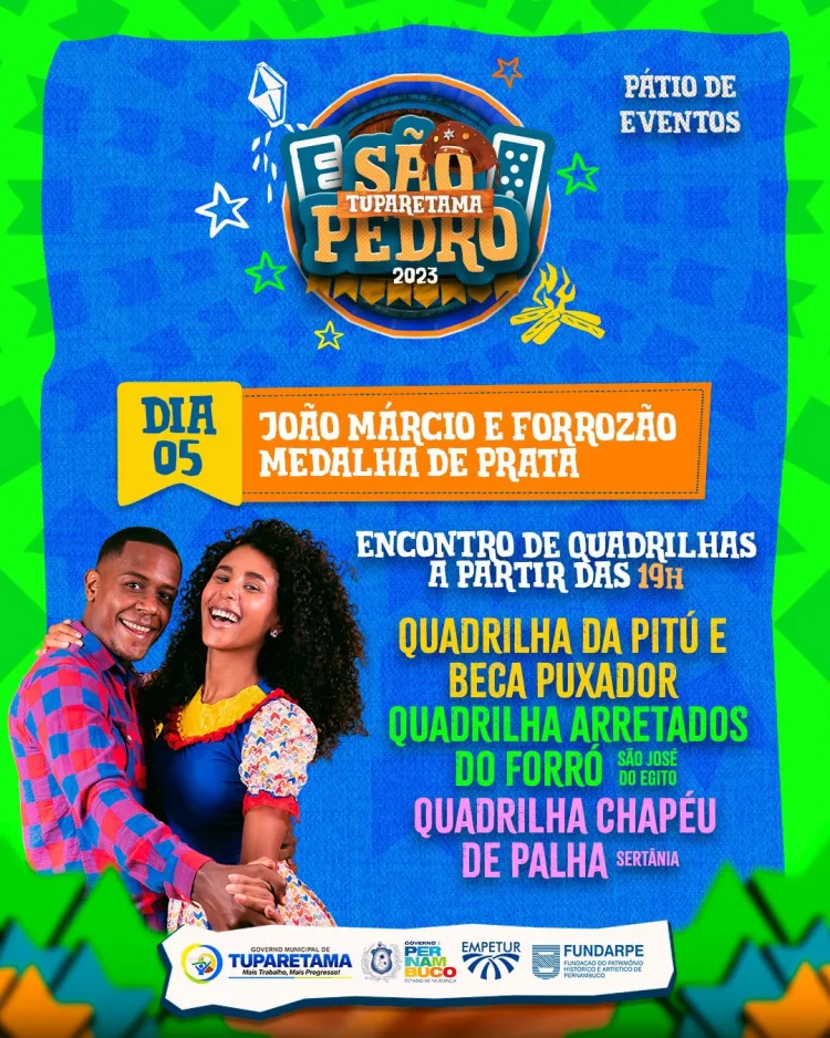 São Pedro de Tuparetama inicia nesta quarta, com apresentações de quadrilha e o forró de João Márcio e Medalha de Prata