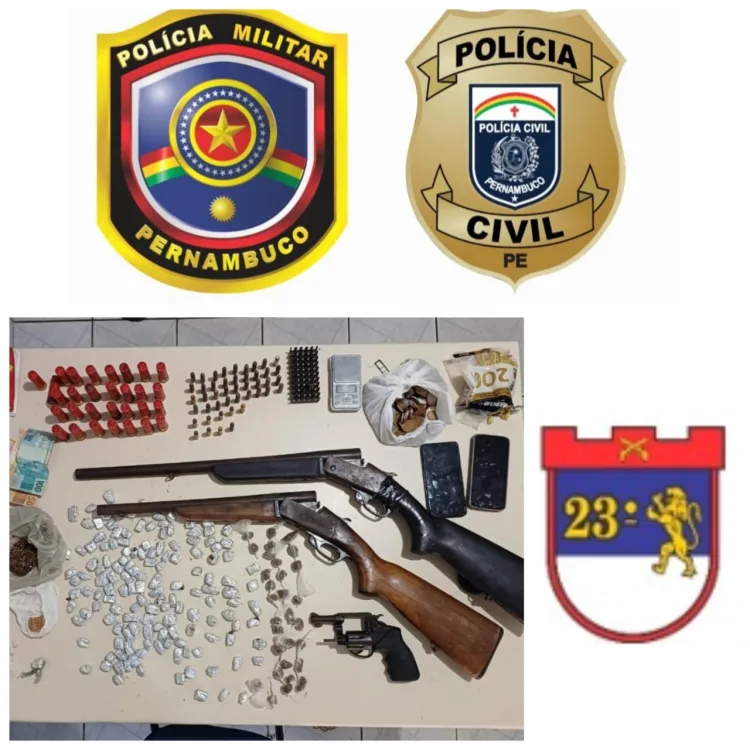 Primeira Mão: Polícia Militar e Civil apreendem armas e drogas em Tuparetama