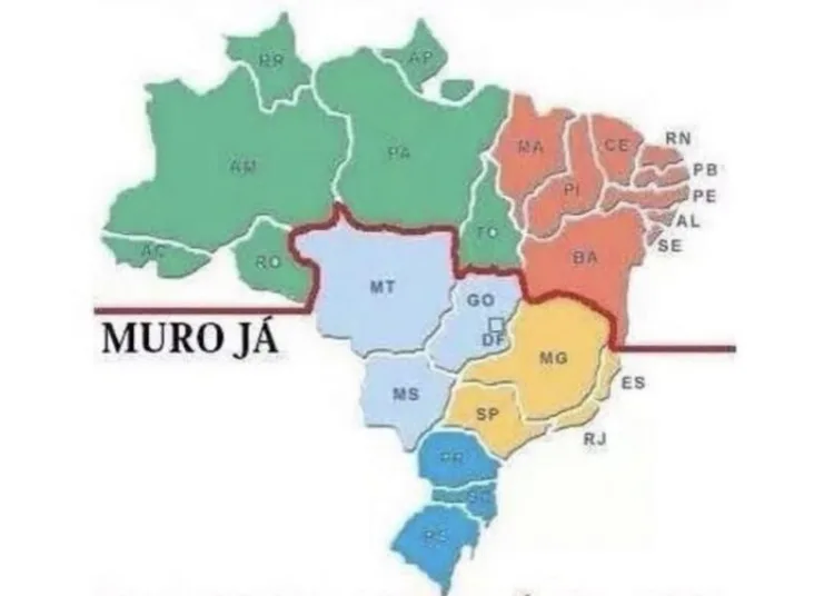 ‘Muro já’: estimulados por fala de Zema, separatistas propõem dividir Brasil em dois