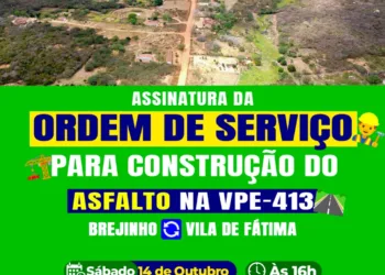 Prefeito de Brejinho convida população para evento de assinatura da Ordem de Serviço de Implantação de Pavimentação Asfáltica na Rodovia PE 413