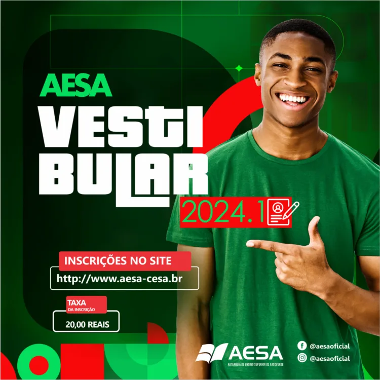Inscrições abertas para o Vestibular AESA 2024.1
