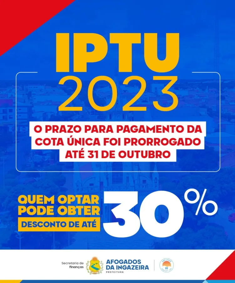 IPTU: Prefeitura de Afogados prorroga prazo de pagamento para cota única