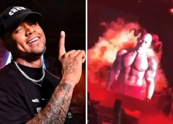 Léo Santana é criticado após abrir show com imagem do diabo