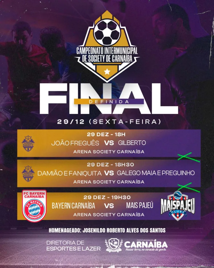 Mais Pajeú e Bayern farão a grande final do Campeonato Intermunicipal de Society de Carnaíba