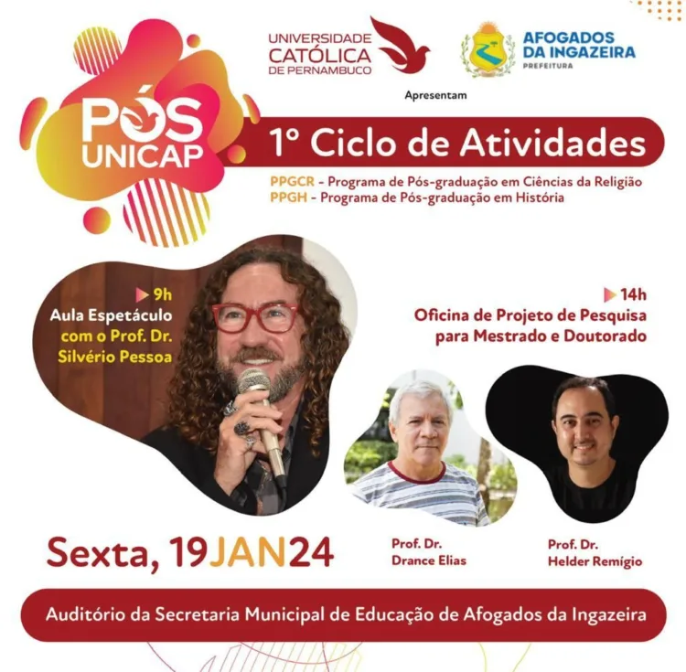 Em parceria com a UNICAP, Prefeitura de Afogados vai promover aula-espetáculo com Silvério Pessoa e oficina sobre pós-graduação