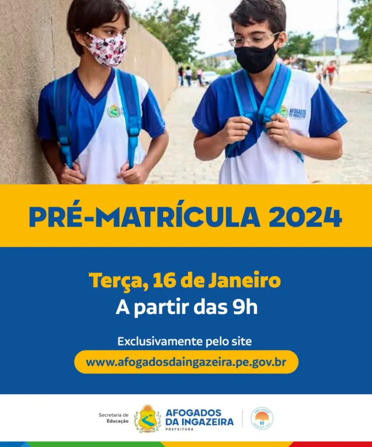 Afogados: pré-matrículas para rede municipal de ensino tem início nesta Terça (16)