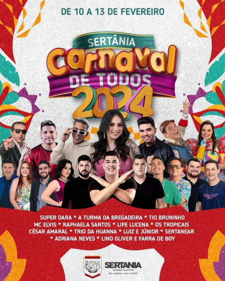 Sertânia anuncia atrações do Carnaval de Todos 2024