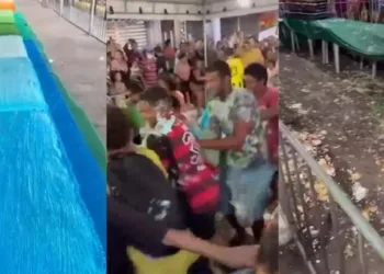 População “ataca” bolo de aniversário da cidade: assista